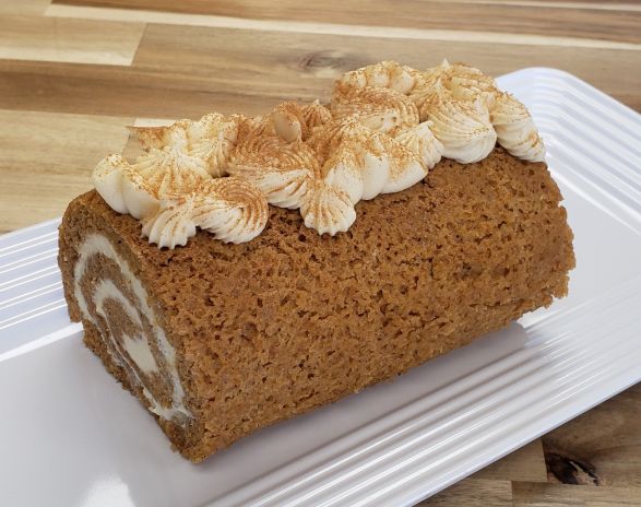 Pumpkin Roll with Caramel Cream Cheese Filling